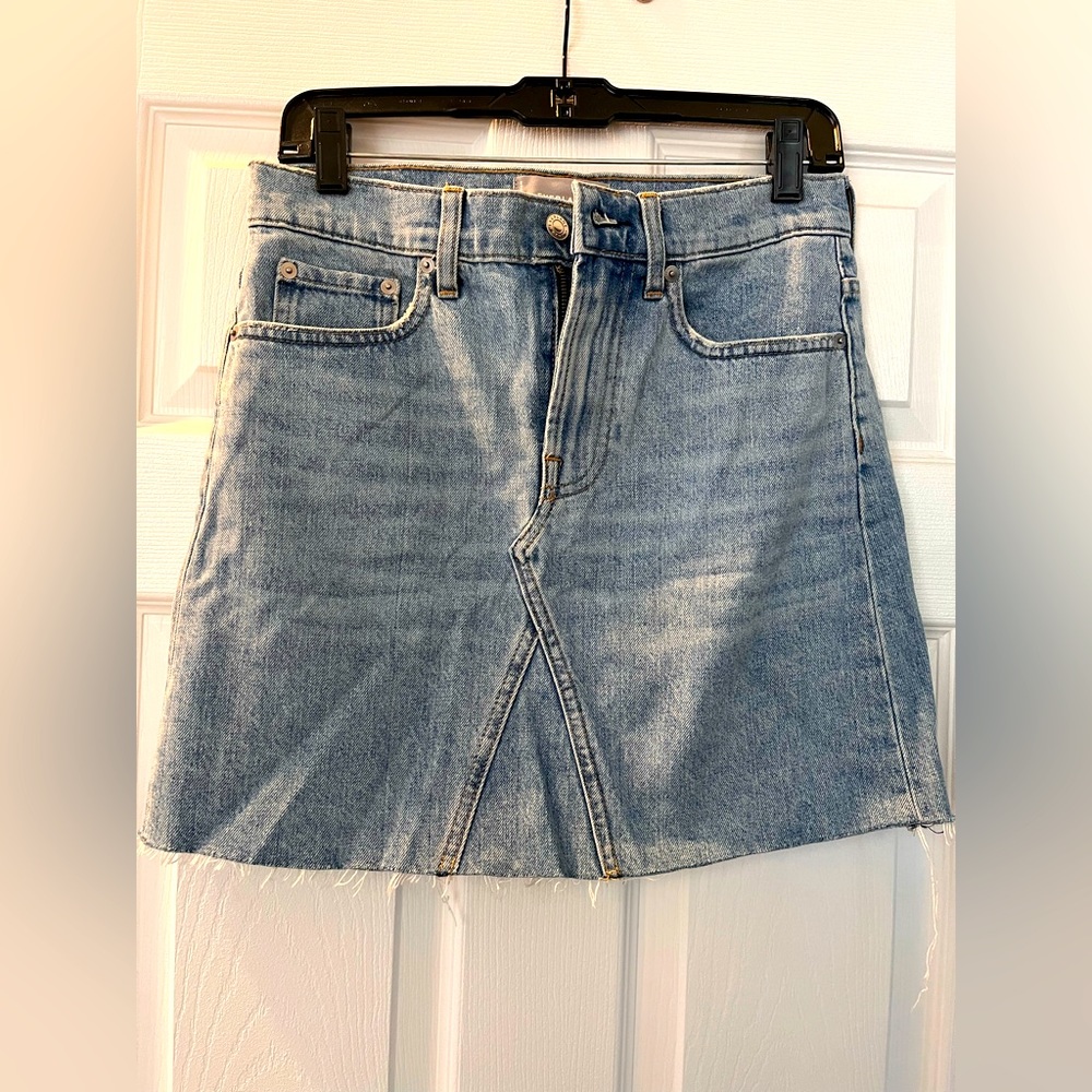 Everlane-denim mini skirt